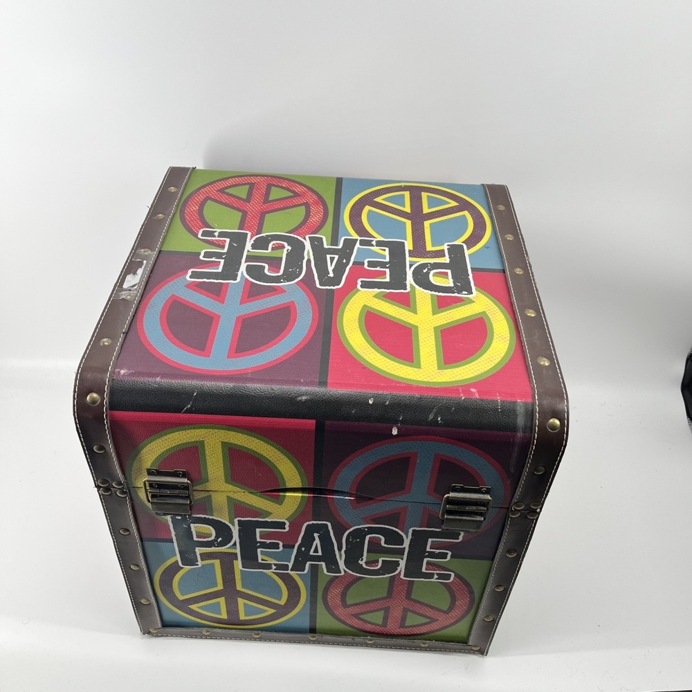 Vintage Peace Colorful Storage Box 16"x16"x16" - Picture 5 of 9